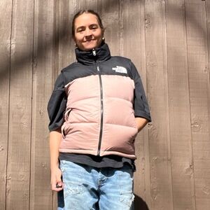 The North Face 700 Fill Down Puffer Nuptse Vest Pink Black Medium